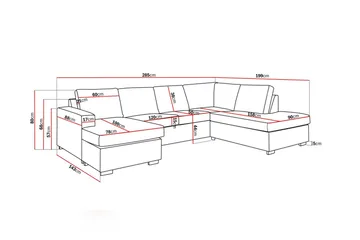 Crazy 4-sits Högervänd U-formad Large Soffa med Divan och Schäslong i Tyg - Mörkgrå - Products - Möbler - Soffa - Divansoffa & schäslongsoffa - 4 sits soffa med divan