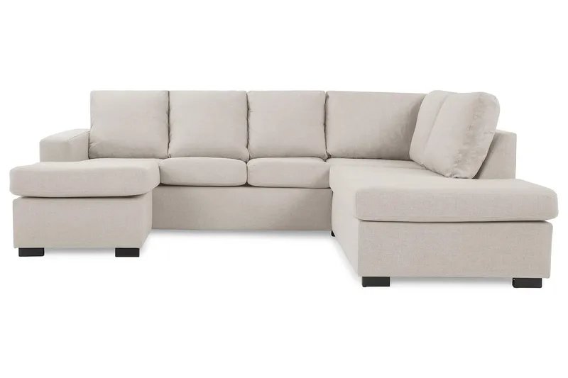 Crazy 4-sits Högervänd U-formad Small Soffa med Divan och Schäslong i Tyg, Beige