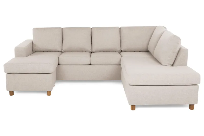 Crazy 4-sits Högervänd U-formad Small Soffa med Divan och Schäslong i Tyg, Beige