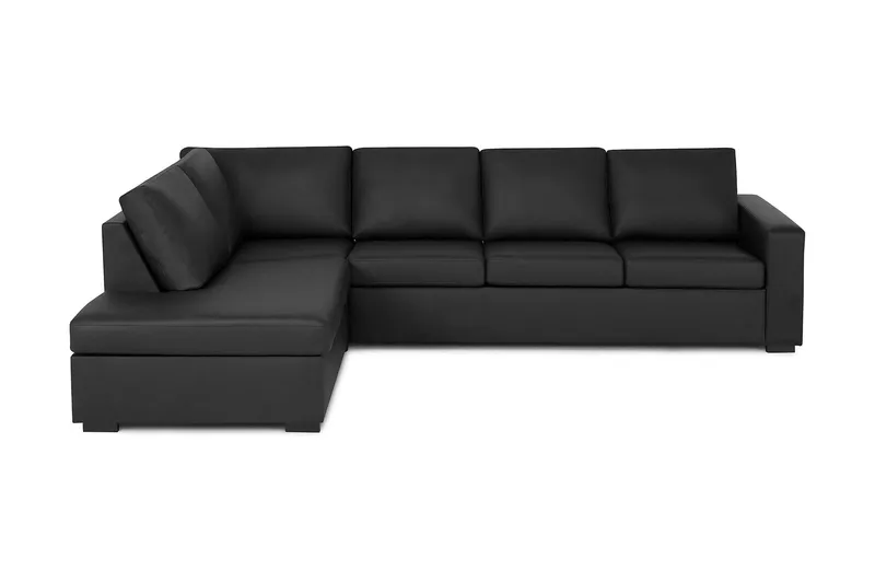 Crazy 4-sits Vänstervänd L-formad Schäslongsoffa i Konstläder, Svart