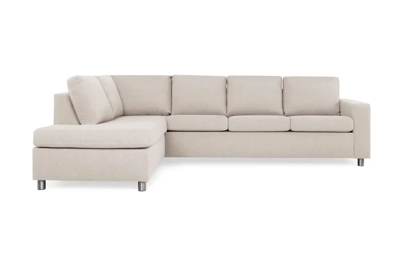 Crazy 4-sits Vänstervänd L-formad Schäslongsoffa i Tyg, Beige