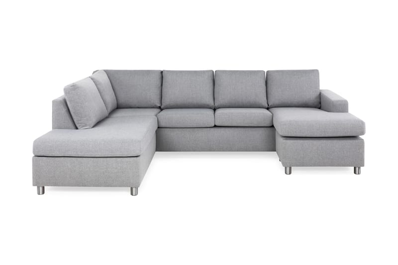 Crazy 4-sits Vänstervänd U-formad Large Soffa med Divan och Schäslong i Tyg, Grå