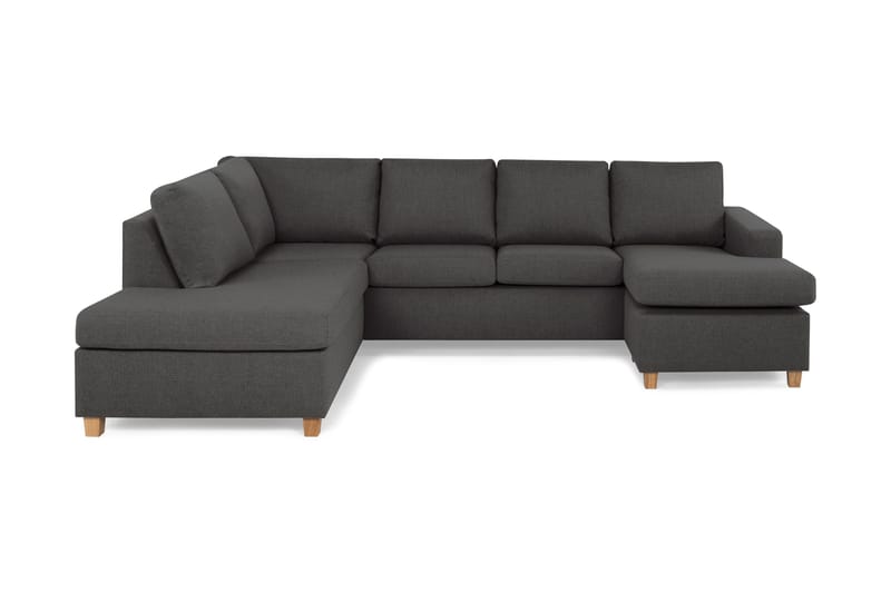 Crazy 4-sits Vänstervänd U-formad Large Soffa med Divan och Schäslong i Tyg, Mörkgrå