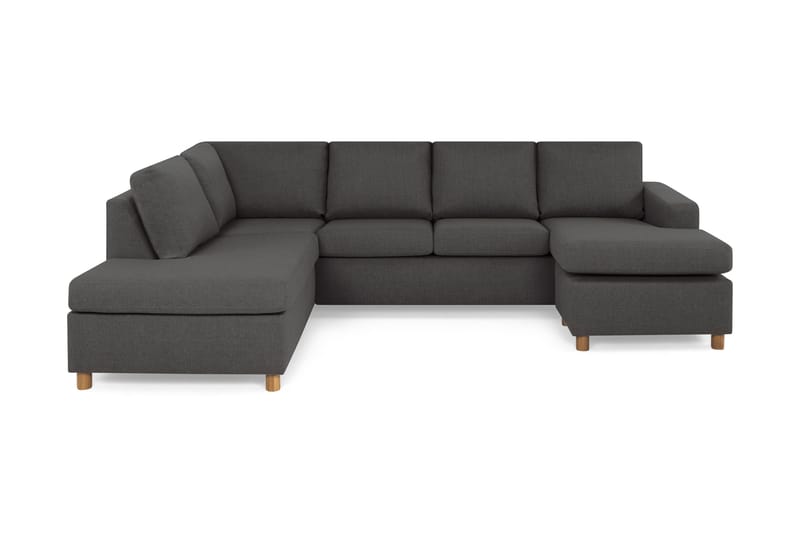 Crazy 4-sits Vänstervänd U-formad Large Soffa med Divan och Schäslong i Tyg, Mörkgrå