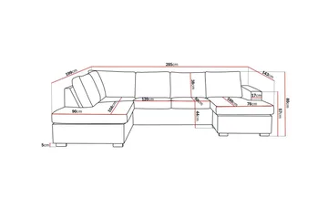 Crazy 4-sits Vänstervänd U-formad Large Soffa med Divan och Schäslong i Tyg - Mörkgrå - Products - Möbler - Soffa - Divansoffa & schäslongsoffa - 4 sits soffa med divan