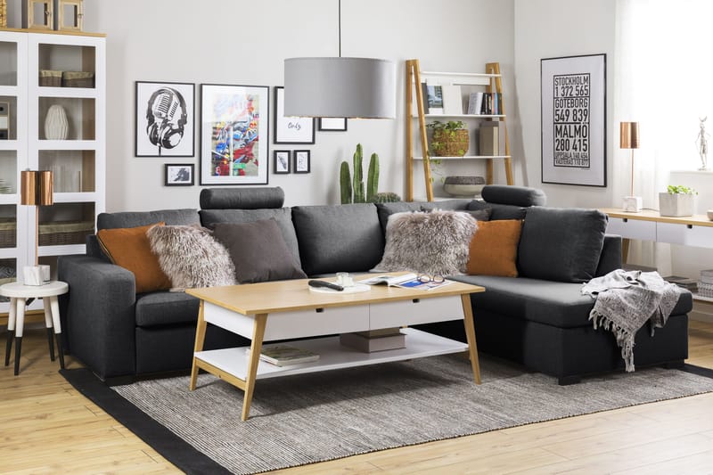 Crazy Limited Edition 4-sits Högervänd L-formad Schäslongsoffa i Tyg - Mörkgrå - Products - Möbler - Soffa - Divansoffa & schäslongsoffa - 4 sits soffa med divan