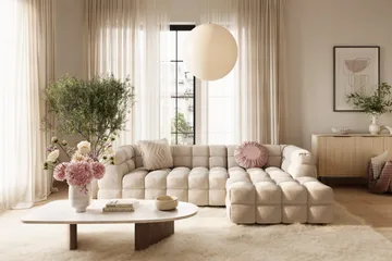 Elise 4-sits Bubblig Soffa med Divan Höger - Beige - Products - Möbler - Soffa - Divansoffa & schäslongsoffa - 4 sits soffa med divan