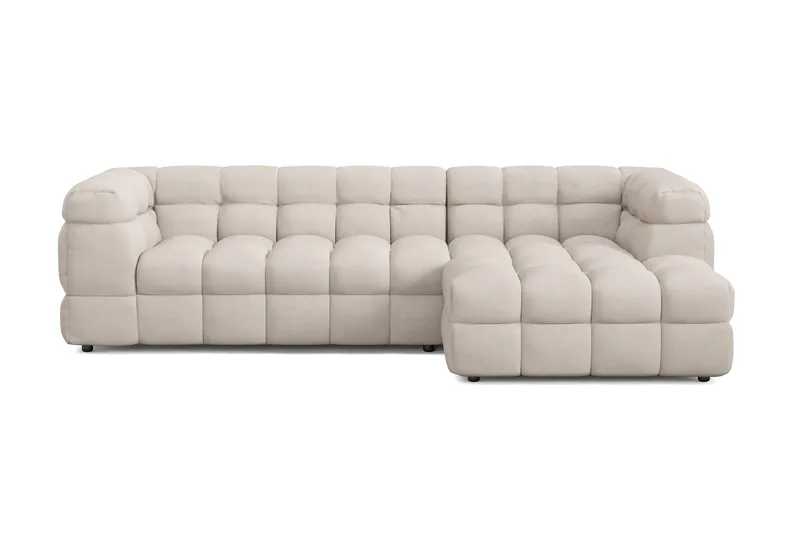 Elise 4-sits Bubblig Soffa med Divan Höger, Beige