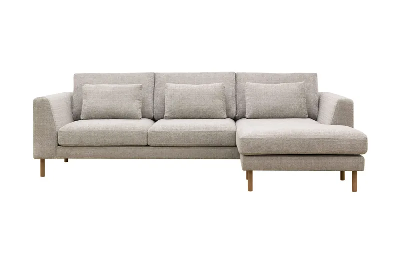 Florenz 3-sits Högervänd L-formad Divansoffa i Chenille, Grå / Beige