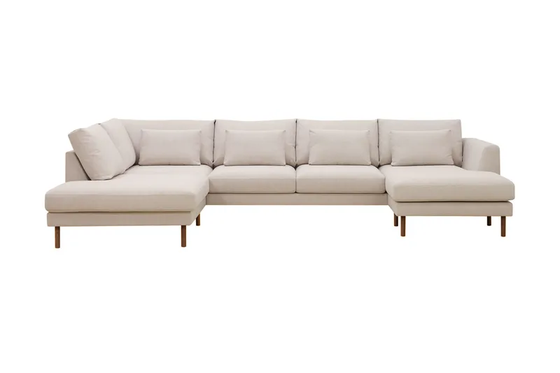 Florenz 4-sits Vänstervänd U-formad Soffa med Divan och Schäslong i Tyg, Beige