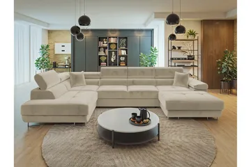 Gabina Soffa med Divan och Schäslong 4-sits - Beige - Products - Möbler - Soffa - Divansoffa & schäslongsoffa - 4 sits soffa med divan