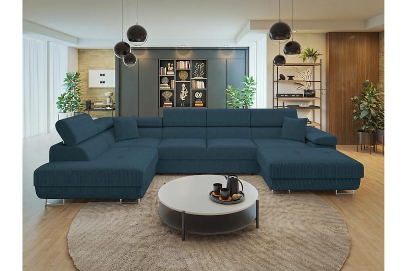 Gabina Soffa med Divan och Schäslong 4-sits - Blå - Products - Möbler - Soffa - Divansoffa & schäslongsoffa - 4 sits soffa med divan