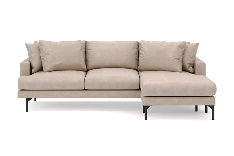 Menard 3-sits Högervänd L-formad Divansoffa i Tyg, Beige