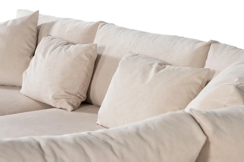 Menard 4-sits Högervänd L-formad Djup Schäslongsoffa i Manchester - Beige - Products - Möbler - Soffa - Divansoffa & schäslongsoffa - 4 sits soffa med divan