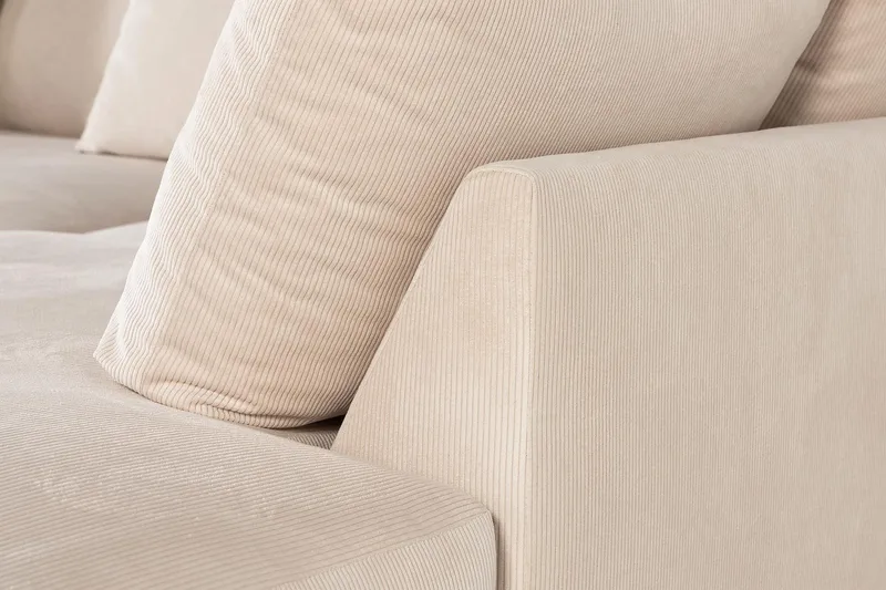 Menard 4-sits Högervänd L-formad Djup Schäslongsoffa i Manchester - Beige - Products - Möbler - Soffa - Divansoffa & schäslongsoffa - 4 sits soffa med divan