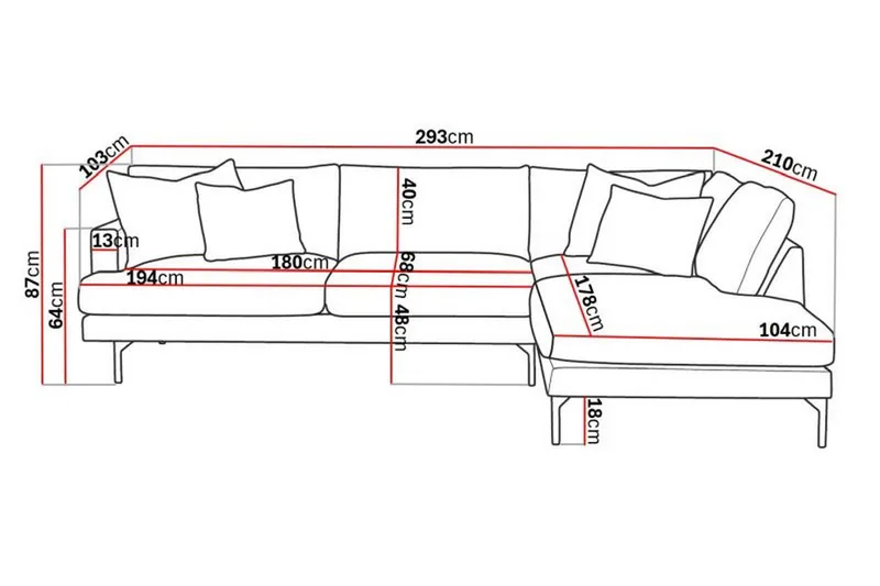 Menard 4-sits Högervänd L-formad Djup Schäslongsoffa i Manchester - Grå - Products - Möbler - Soffa - Divansoffa & schäslongsoffa - 4 sits soffa med divan