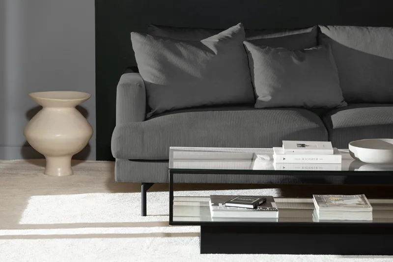 Menard 4-sits Högervänd L-formad Djup Schäslongsoffa i Manchester - Grå - Products - Möbler - Soffa - Divansoffa & schäslongsoffa - 4 sits soffa med divan