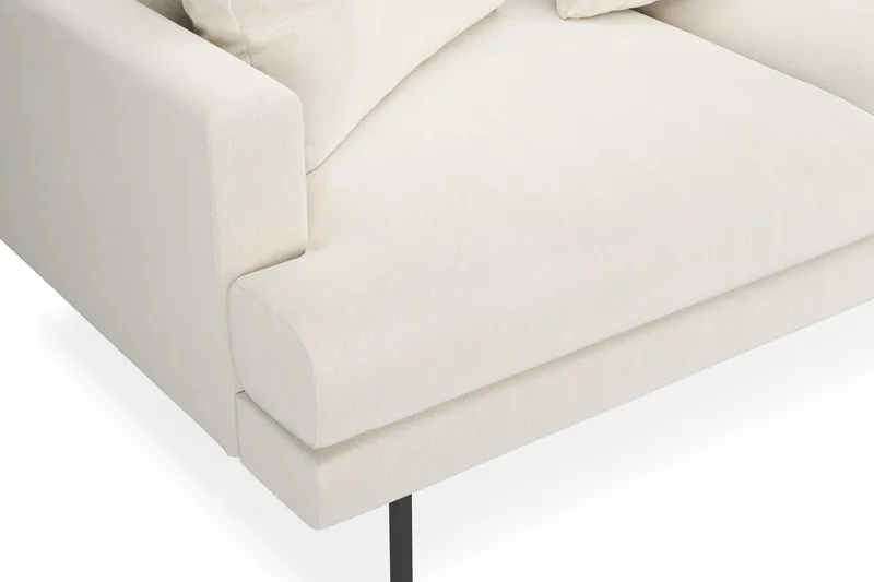 Menard 4-sits Högervänd L-formad Djup Schäslongsoffa i Sammet - Krämvit - Products - Möbler - Soffa - Divansoffa & schäslongsoffa - 4 sits soffa med divan