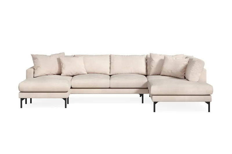 Menard 4-sits Högervänd Stor U-formad Djup Soffa med Divan och Schäslong i Manchester, Beige