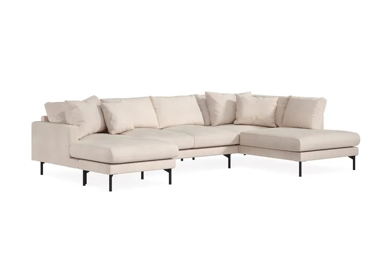 Menard 4-sits Högervänd Stor U-formad Djup Soffa med Divan och Schäslong i Manchester - Beige - Products - Möbler - Soffa - Divansoffa & schäslongsoffa - 4 sits soffa med divan