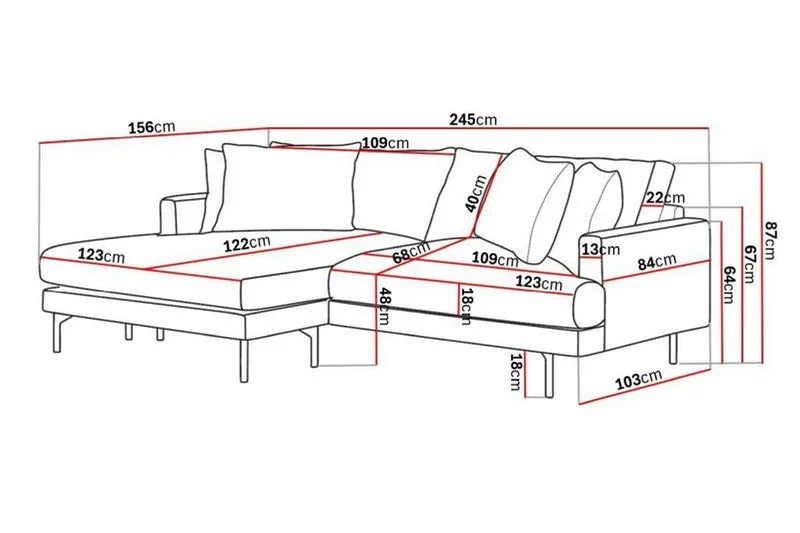 Menard 4-sits Vänstervänd L-formad Divansoffa i Manchester - Mörkgrå - Products - Möbler - Soffa - Divansoffa & schäslongsoffa - 4 sits soffa med divan