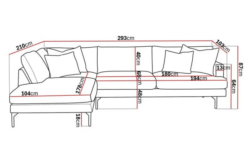 Menard 4-sits Vänstervänd L-formad Djup Schäslongsoffa i Sammet - Krämvit - Products - Möbler - Soffa - Divansoffa & schäslongsoffa - 4 sits soffa med divan