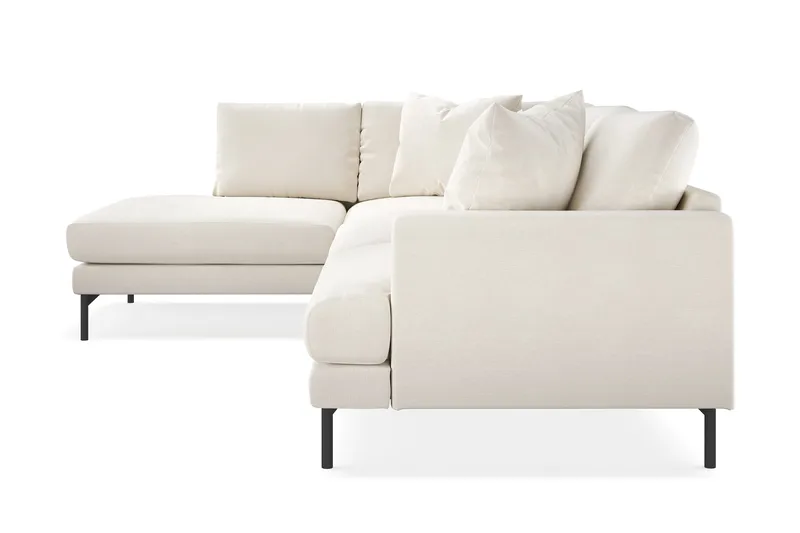 Menard 4-sits Vänstervänd L-formad Djup Schäslongsoffa i Sammet - Krämvit - Products - Möbler - Soffa - Divansoffa & schäslongsoffa - 4 sits soffa med divan