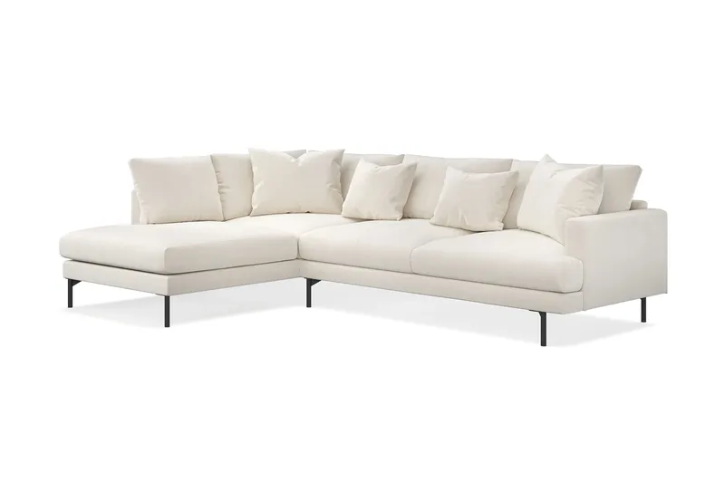 Menard 4-sits Vänstervänd L-formad Djup Schäslongsoffa i Sammet - Krämvit - Products - Möbler - Soffa - Divansoffa & schäslongsoffa - 4 sits soffa med divan