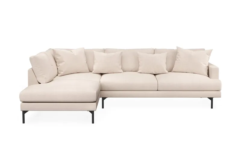 Menard 4-sits Vänstervänd L-formad Djup Schäslongsoffa i Tyg, Beige