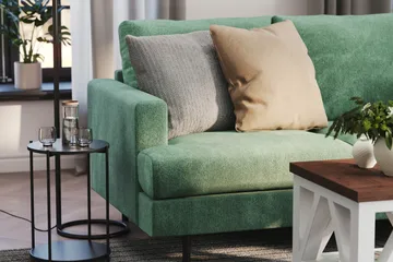Menard Compact 3-sits Högervänd L-formad Divansoffa i Sammet - Mörkgrön - Products - Möbler - Soffa - Divansoffa & schäslongsoffa - 3 sits soffa med divan