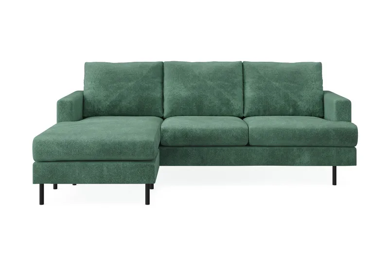 Menard Compact 3-sits Vänstervänd L-formad Divansoffa i Sammet, Mörkgrön