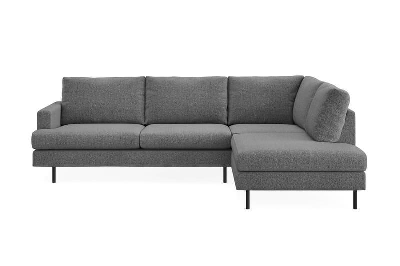 Menard Compact 4-sits Högervänd L-formad Schäslongsoffa i Tyg, Mörkgrå