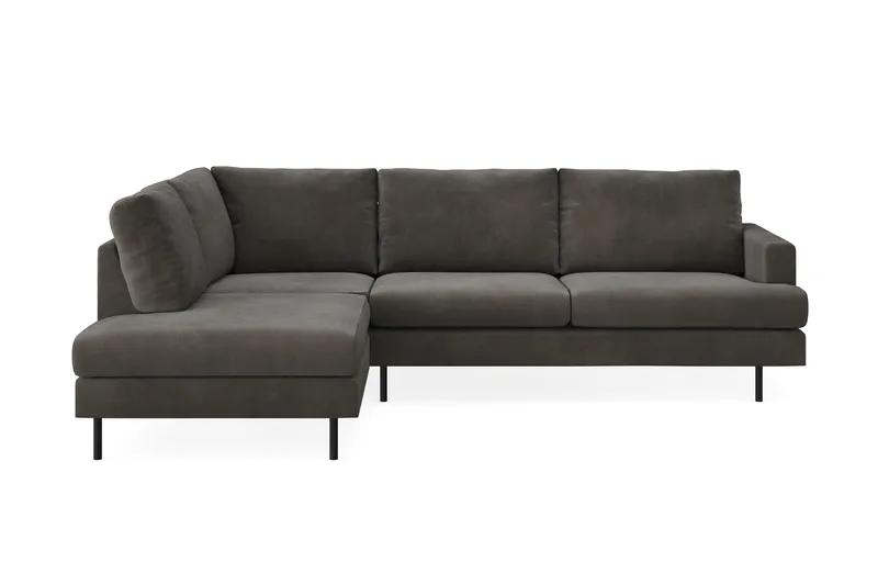 Menard Compact 4-sits Vänstervänd L-formad Schäslongsoffa i Manchester, Mörkgrå