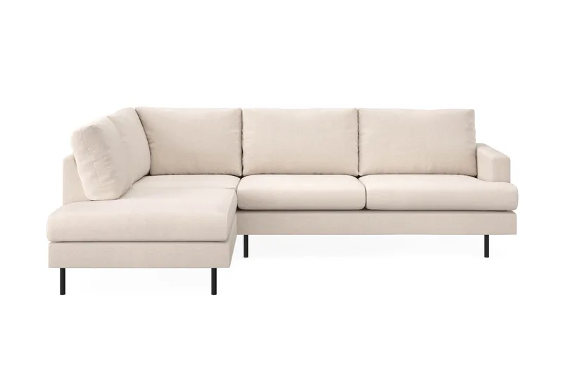 Menard Compact 4-sits Vänstervänd L-formad Schäslongsoffa i Tyg, Beige