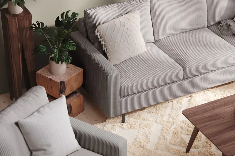 Peppe 3-sits Vändbar L-formad Divansoffa i Manchester - Mörkgrå - Products - Möbler - Soffa - Divansoffa & schäslongsoffa - 3 sits soffa med divan