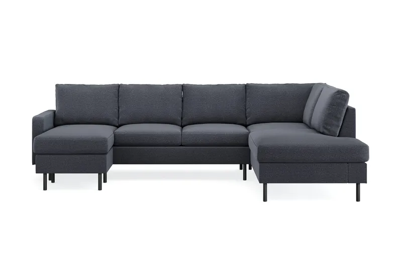 Peppe 4-sits Högervänd U-formad Soffa med Divan och Schäslong i Tyg, Mörkgrå