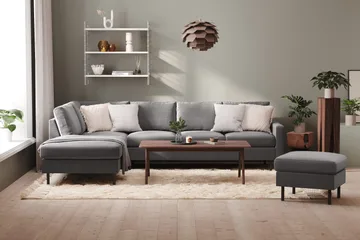 Peppe 4-sits Vänstervänd L-formad Schäslongsoffa i Tyg - Ljusgrå - Products - Möbler - Soffa - Divansoffa & schäslongsoffa - 4 sits soffa med divan