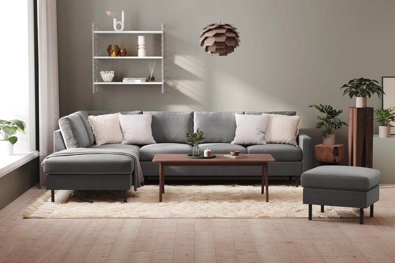 Peppe 4-sits Vänstervänd L-formad Schäslongsoffa i Tyg - Ljusgrå - Products - Möbler - Soffa - Divansoffa & schäslongsoffa - 4 sits soffa med divan