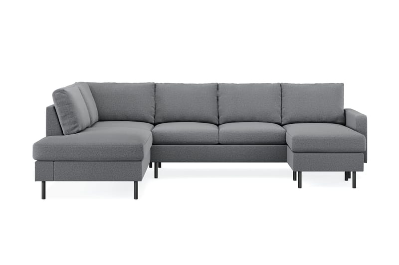 Peppe 4-sits Vänstervänd U-formad Soffa med Divan och Schäslong i Tyg, Ljusgrå