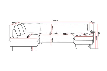 Peppe 4-sits Vänstervänd U-formad Soffa med Divan och Schäslong i Tyg - Mörkgrå - Products - Möbler - Soffa - Divansoffa & schäslongsoffa - 4 sits soffa med divan