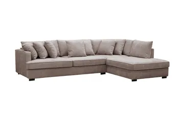 Rossita 4-sits Högervänd L-formad Djup Schäslongsoffa i Chenille - Grå / Brun - Products - Möbler - Soffa - Divansoffa & schäslongsoffa - 4 sits soffa med divan