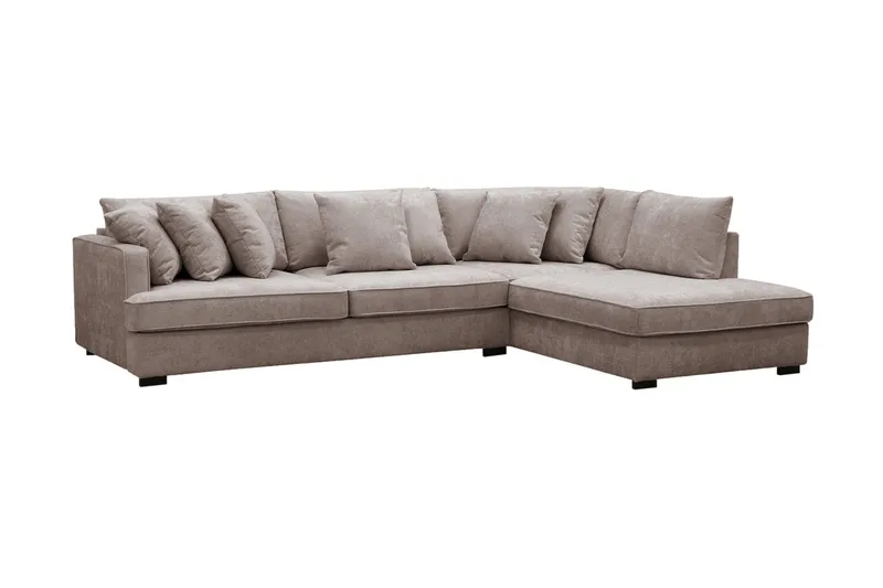 Rossita 4-sits Högervänd L-formad Djup Schäslongsoffa i Chenille - Grå / Brun - Products - Möbler - Soffa - Divansoffa & schäslongsoffa - 4 sits soffa med divan