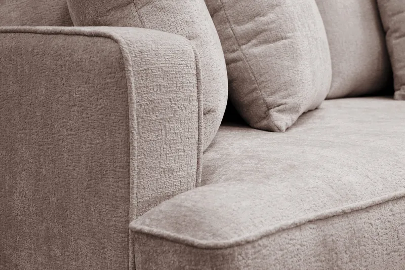 Rossita 4-sits Högervänd L-formad Djup Schäslongsoffa i Chenille - Grå / Brun - Products - Möbler - Soffa - Divansoffa & schäslongsoffa - 4 sits soffa med divan
