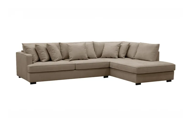 Rossita 4-sits Högervänd L-formad Djup Schäslongsoffa i Tyg - Brun - Products - Möbler - Soffa - Divansoffa & schäslongsoffa - 4 sits soffa med divan