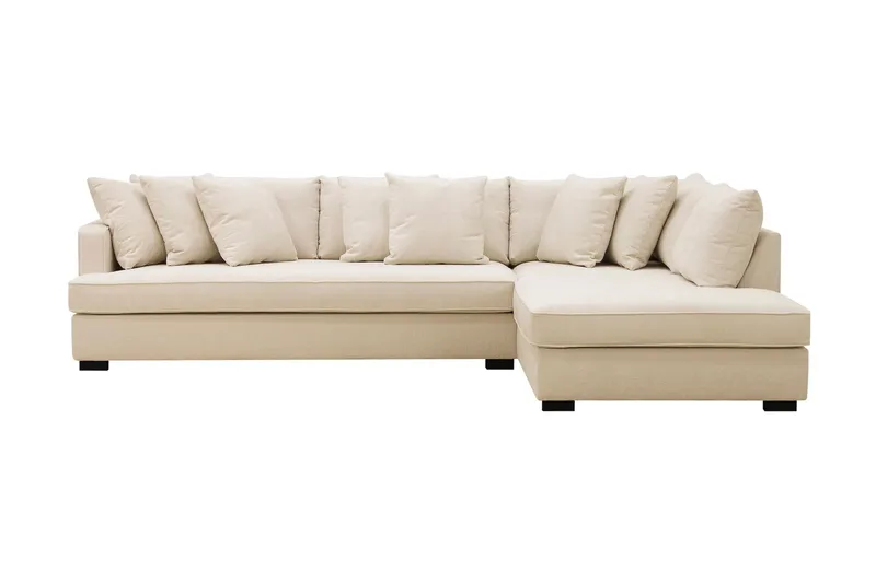 Rossita 4-sits Högervänd L-formad Djup Schäslongsoffa med Hel dyna i Chenille, Beige