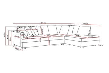 Rossita 4-sits Högervänd L-formad Djup Schäslongsoffa med Hel dyna i Tyg - Brun - Products - Möbler - Soffa - Divansoffa & schäslongsoffa - 4 sits soffa med divan