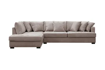 Rossita 4-sits Vänstervänd L-formad Djup Schäslongsoffa i Chenille, Grå / Brun