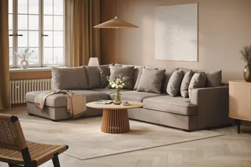 Rossita 4-sits Vänstervänd L-formad Djup Schäslongsoffa i Tyg - Brun - Products - Möbler - Soffa - Divansoffa & schäslongsoffa - 4 sits soffa med divan