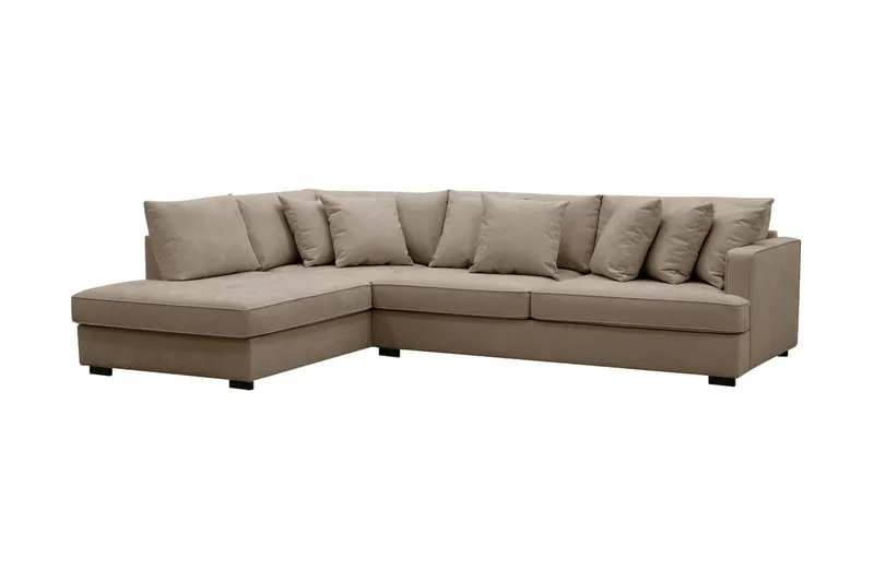 Rossita 4-sits Vänstervänd L-formad Djup Schäslongsoffa i Tyg - Brun - Products - Möbler - Soffa - Divansoffa & schäslongsoffa - 4 sits soffa med divan