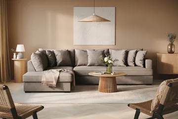 Rossita 4-sits Vänstervänd L-formad Djup Schäslongsoffa i Tyg - Brun - Products - Möbler - Soffa - Divansoffa & schäslongsoffa - 4 sits soffa med divan